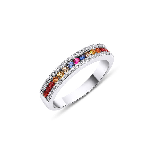 3.84 Carat Rainbow White &amp; Rosa Ring