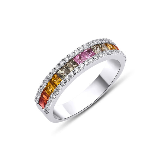 3.84 Carat Rainbow White &amp; Rosa Ring