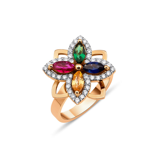 1.40 Carat Rainbow Rose Pattern Ring