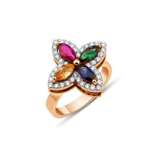 1.40 Carat Rainbow Rose Ring